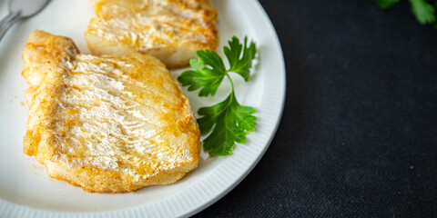 fried fish fresh seafood cod fish second course meal food snack on the table copy space food background 