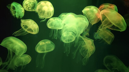 Close up photo of jellyfish group