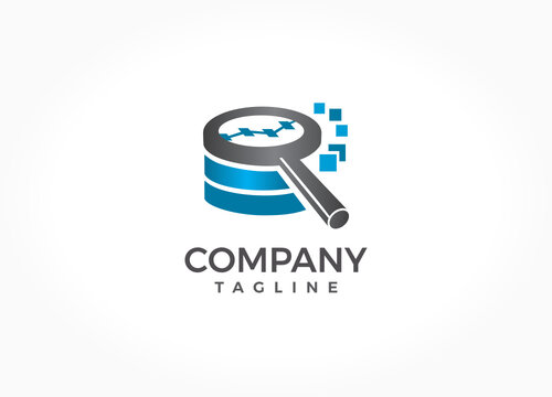 Magnifying Glass Searching Database Logo Design [vector]