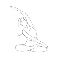 Yoga girl continuous line drawing minimalist design one line drawing of woman in yoga pose exercise