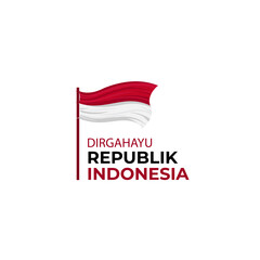 Happy Indonesia independence day illustration badge design