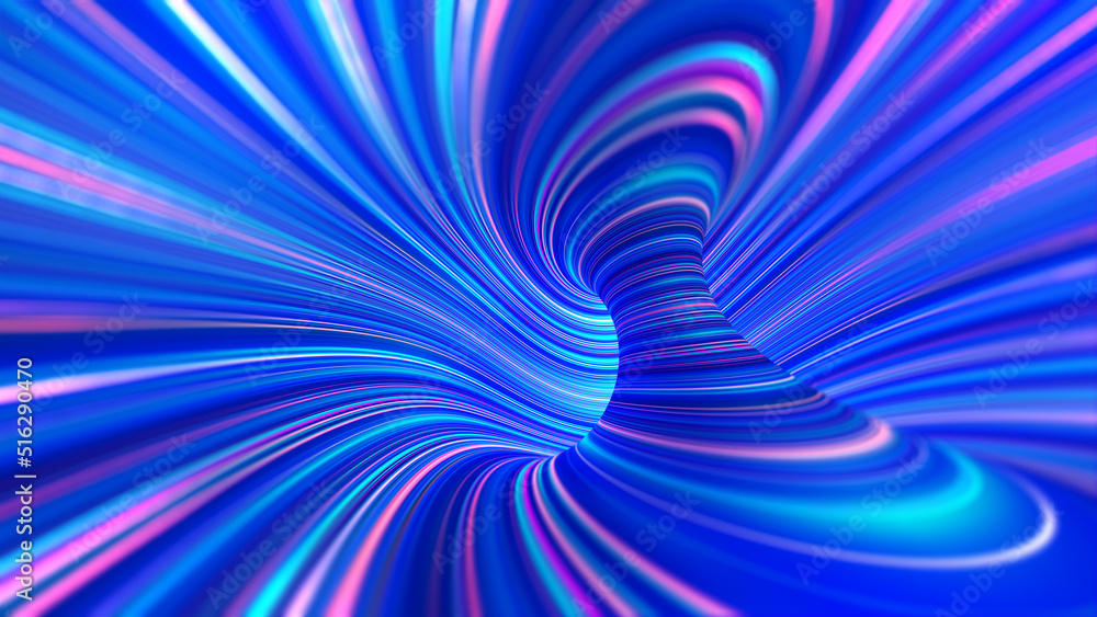 Poster Abstract art background. Techno cyber jet 3D illustration. Funnel of big data strings
