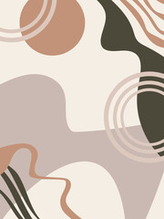 Beige abstract shapes background vector illustration. Wallpaper, social media, print, backdrop, wall art, poster, home decor, card, banner, invitation, cover or package design.