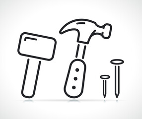 hammer and nail line illustration