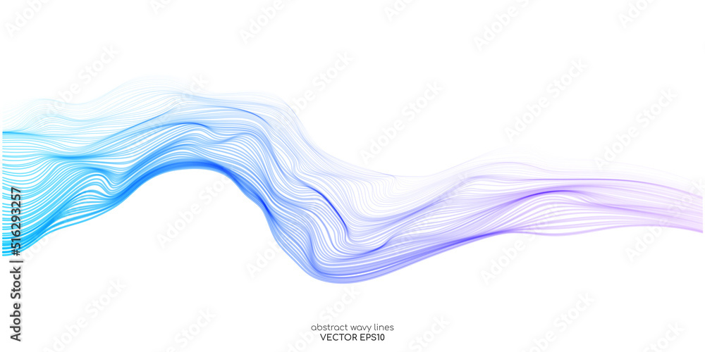 Poster vector wave lines flowing dynamic colorful gradient blue purple pink isolated on white background fo
