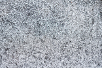 Closeup or macro of ice crystals of frozen water