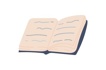 Opened book Flat vector illustration isolated on white background