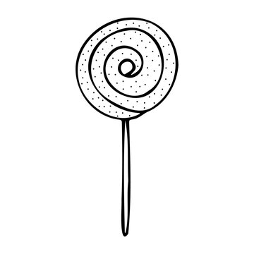 recommend clip art: Vector illustration of a lollipop with the concept of doodles. Sweets, candy on a stick. Isolated on a white background.