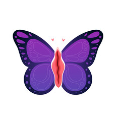 A beautiful abstract sign of vagina with butterfly wings. Isolated Vector Illustration.