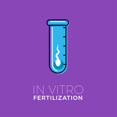 A sperm inside a blue tube. In Vitro Fertilization. Isolated Vector Illustration.
