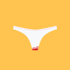 an underwear with blood stain. Isolated Vector Illustration.