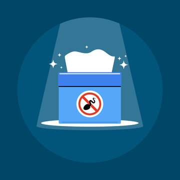 A tissue box with no sperm allowed. Isolated Vector Illustration.