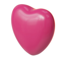 Red glossy heart isolated on white background