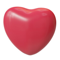 Red glossy heart isolated on white background