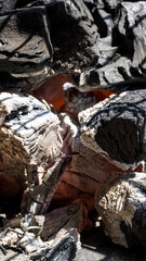 Mount of carbon with hot embers