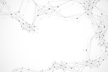 Big data visualization. Geometric abstract background visual information complexity. Futuristic infographics design. Technology background with connected line and dots, wave flow illustration