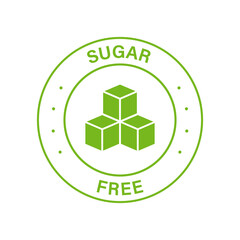 Sugar Free Green Circle Stamp. Zero Glucose Guarantee Icon. Food No Added Sugar Label. Diabetic Product Free Sugar Symbol. 100 Percent Zero Sweet Logo. Isolated Vector Illustration