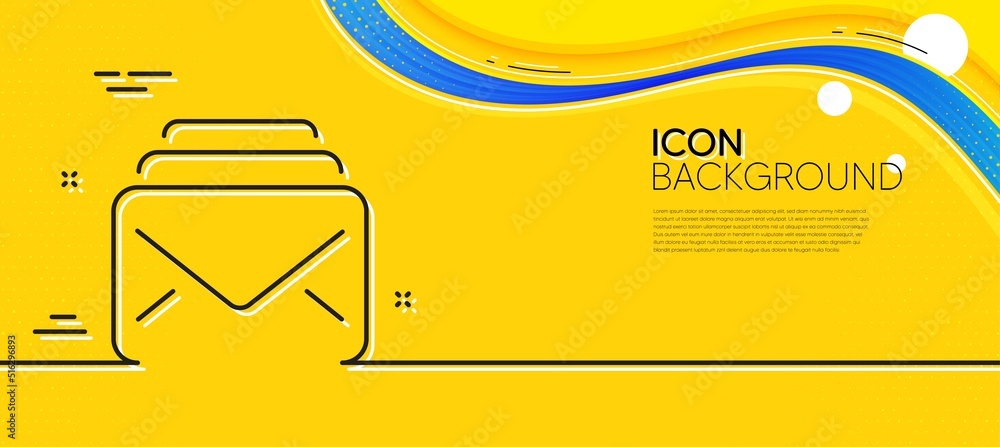 Poster mail line icon. abstract yellow background. new messages correspondence sign. e-mail symbol. minimal
