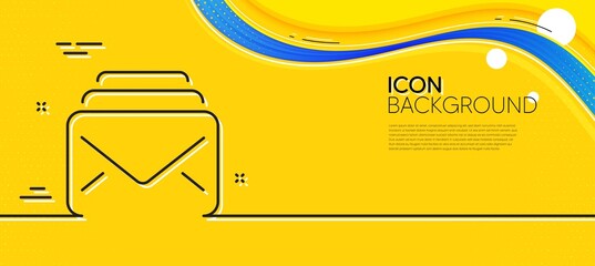 Obraz na płótnie Canvas Mail line icon. Abstract yellow background. New Messages correspondence sign. E-mail symbol. Minimal mail line icon. Wave banner concept. Vector