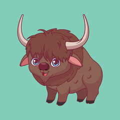 Fototapeta premium Illustration of a cartoon bison on colorful background