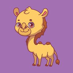 Illustration of a cartoon camel on colorful background