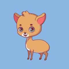 Illustration of a cartoon chevrotain (lesser deer mouse) on colorful background