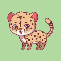 Illustration of a cartoon cheetah on colorful background