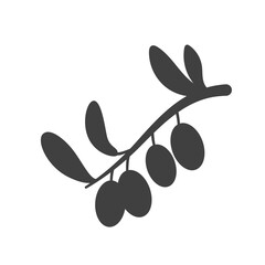 Twig with olives and leaves, simple isolated vector icon.