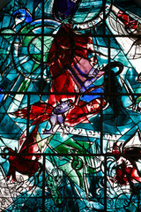Stained glass window in the synagogue of the Hadassah hospital : Tribes of Israel : Gad © Julian