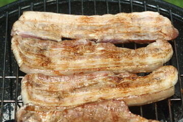 grilled pork chops on the grill