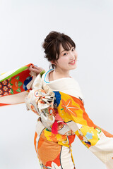 Naklejka premium 着物を着た女性