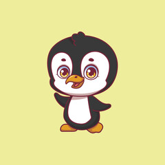 Illustration of a cartoon penguin on colorful background