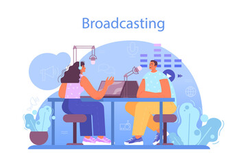 Radio host concept. Idea of music broadcasting in the studio