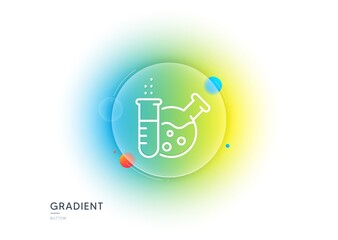Chemistry lab line icon. Gradient blur button with glassmorphism. Laboratory flask sign. Analysis symbol. Transparent glass design. Chemistry lab line icon. Vector