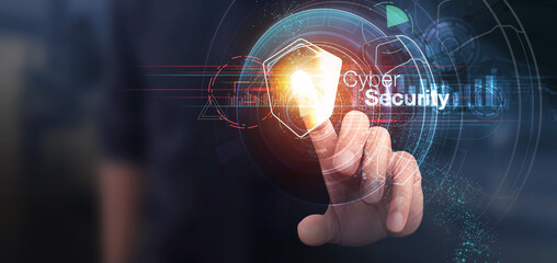 The glow light Data digital of Cyber security system in dark background. 3D illustration in Technology concepts.