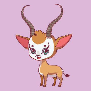 Illustration of a cartoon springbok on colorful background