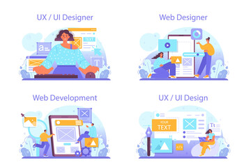 UX and UI designer concept set. App interface improvement. User interface