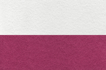 Fototapeta premium Texture of craft white and purple paper background, half two colors, macro. Structure of vintage dense wine cardboard
