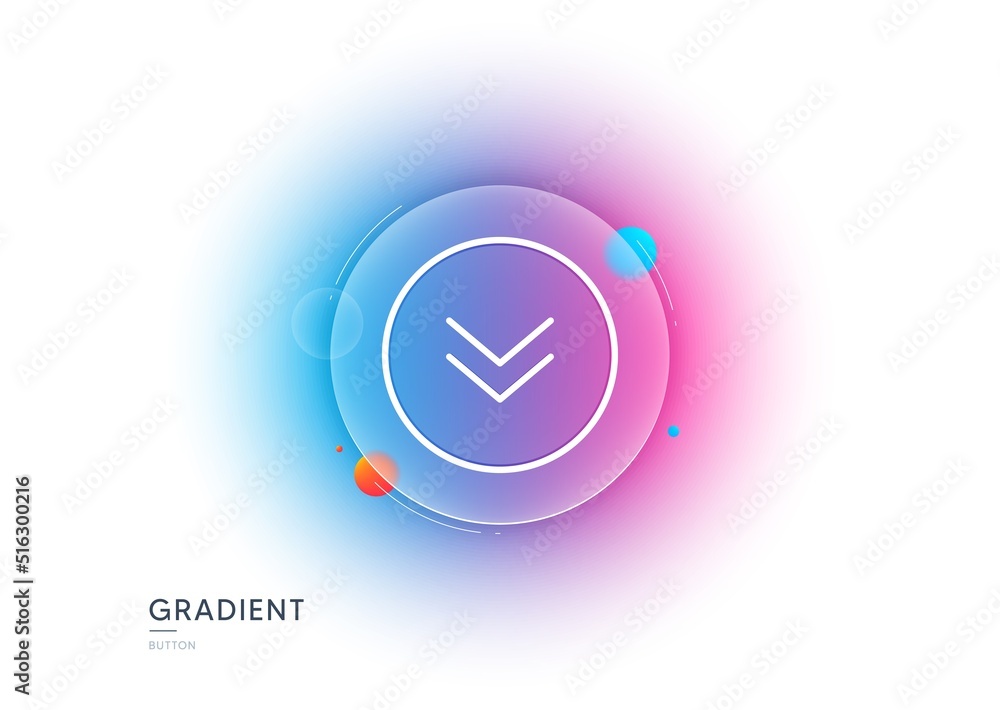 Poster scroll down button line icon. gradient blur button with glassmorphism. scrolling screen sign. swipe 