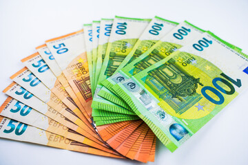 Background from paper money. Euro banknotes. Cash