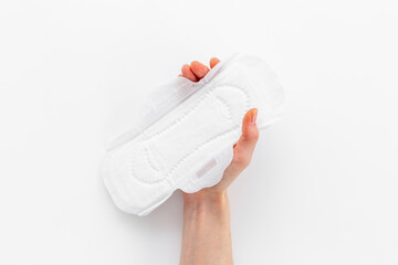 White pad. Menstruation period and daily hygiene concept