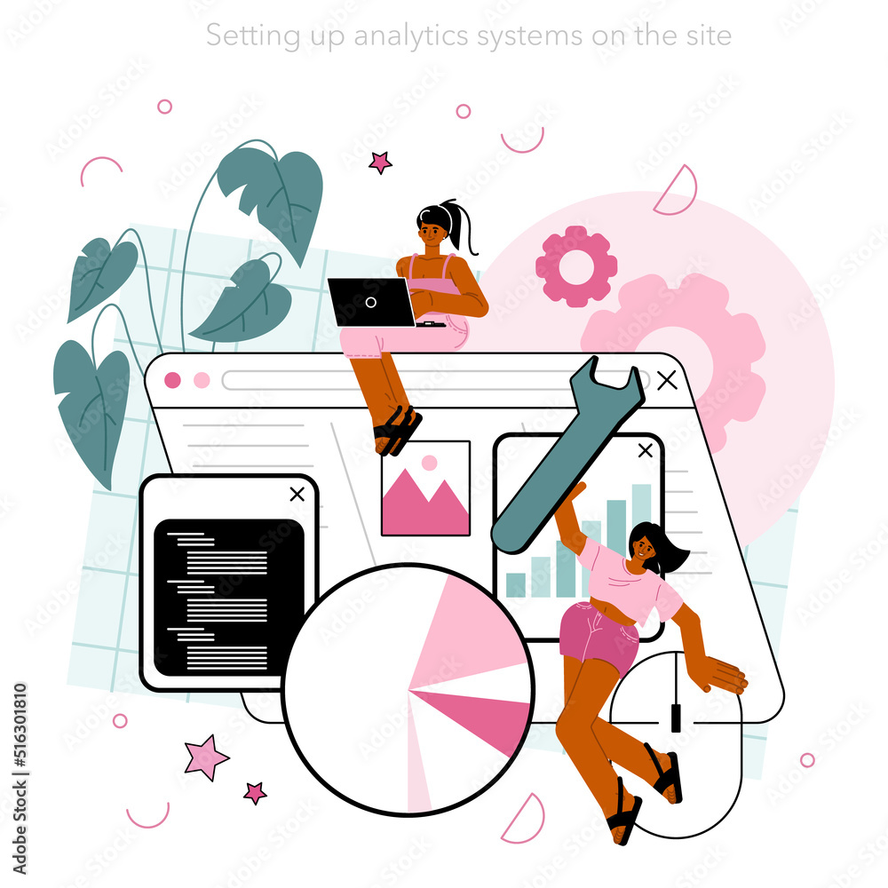 Poster website analyst concept. web page analysis and optimization
