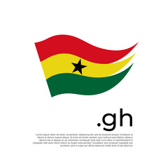 Ghana flag. Vector stylized design national poster on a white background. Ghanaian flag painted with abstract brush strokes with gh domain, place for text. State patriotic banner of ghana, cover