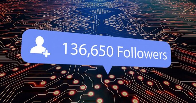 Animation of followers numbers over processor socket