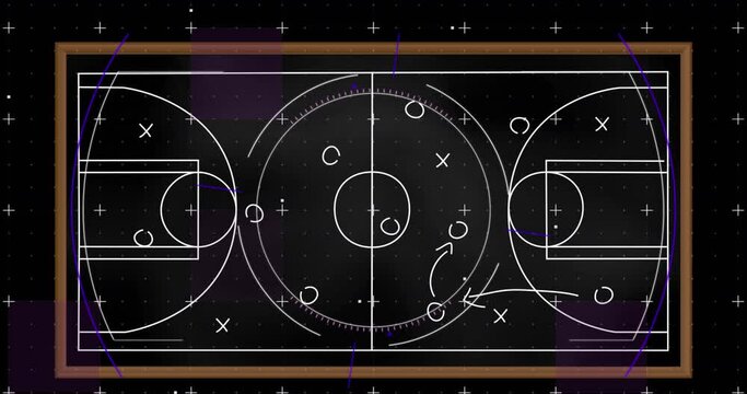 Animation of tactical football game plan on blackboard