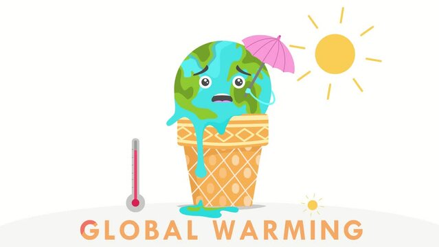 global warming, melting, ice cream, sun, danger, motion picture, animation, pollution, gas, world health day, health, environment