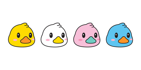 duck vector icon rubber duck shower face head logo bathroom bird chicken character cartoon symbol isolated doodle illustration design clip art