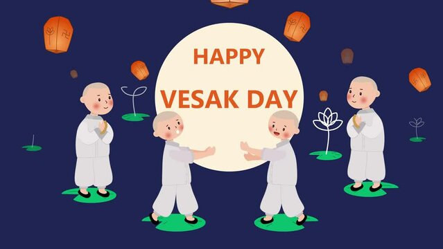 vesak, holiday, religious, buddhism, lotus, monk, happy vesak day, animation, motion picture