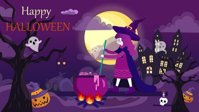 happy halloween, ghost, pumpkin, witch, castle, animation, motion picture