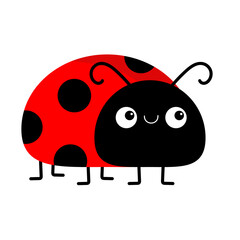 Obraz premium Ladybug icon. Lady bug ladybird insect. Cute cartoon kawaii funny baby character. Side view. Sticker template. Happy Valentines Day. Flat design. White background. Isolated.